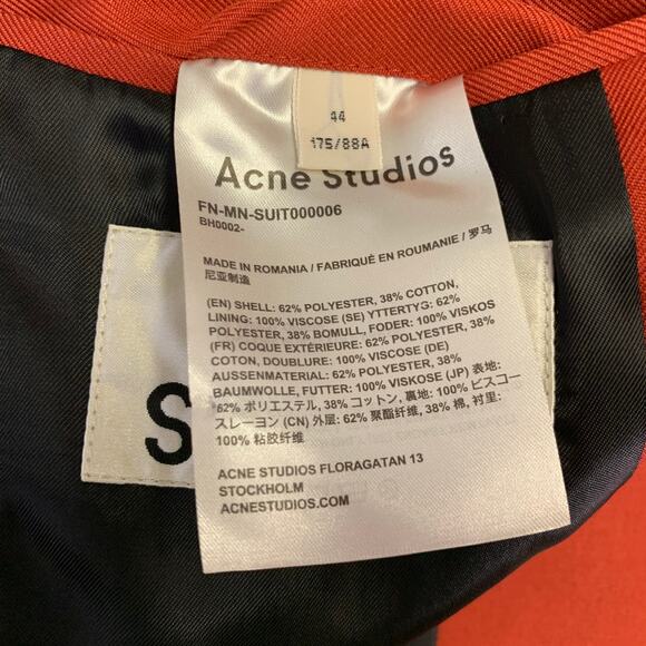 ACNE STUDIOS Size 34 Brick Polyester Cotton Twill Notch Lapel Wide Leg Suit - Picture 7 of 10